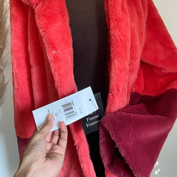 Trina Turk Blanche two tone faux fur coat LG PINK - Picture 2 of 7